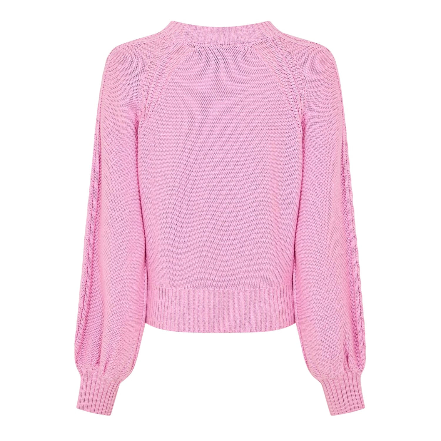 Bubblegum Pink - Back - French Connection Womens-Ladies Cable Knit Jumper