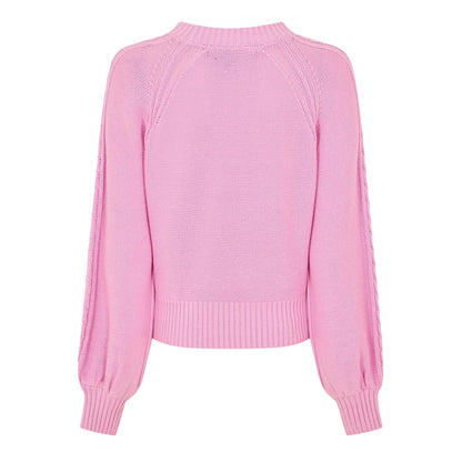 Bubblegum Pink - Back - French Connection Womens-Ladies Cable Knit Jumper