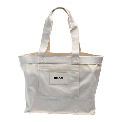 White Faded White - Front - Hugo Womens-Ladies Becky Canvas Tote Bag