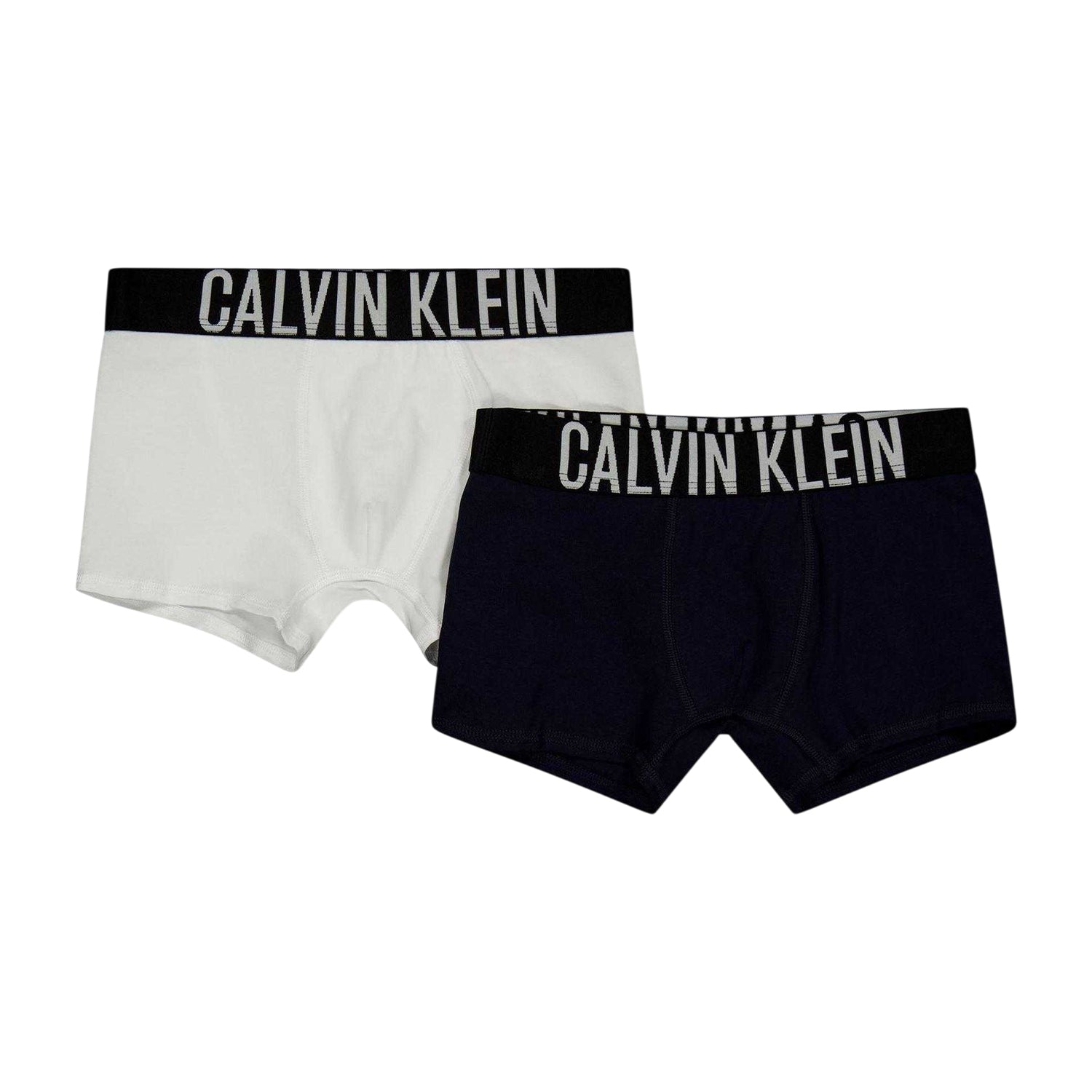 Navy-White - Front - Calvin Klein Boys Boxer Briefs (Pack of 2)