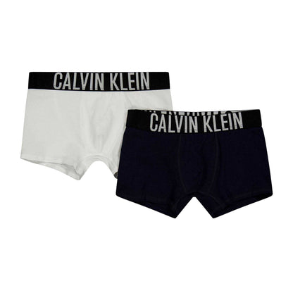 Navy-White - Front - Calvin Klein Boys Boxer Briefs (Pack of 2)