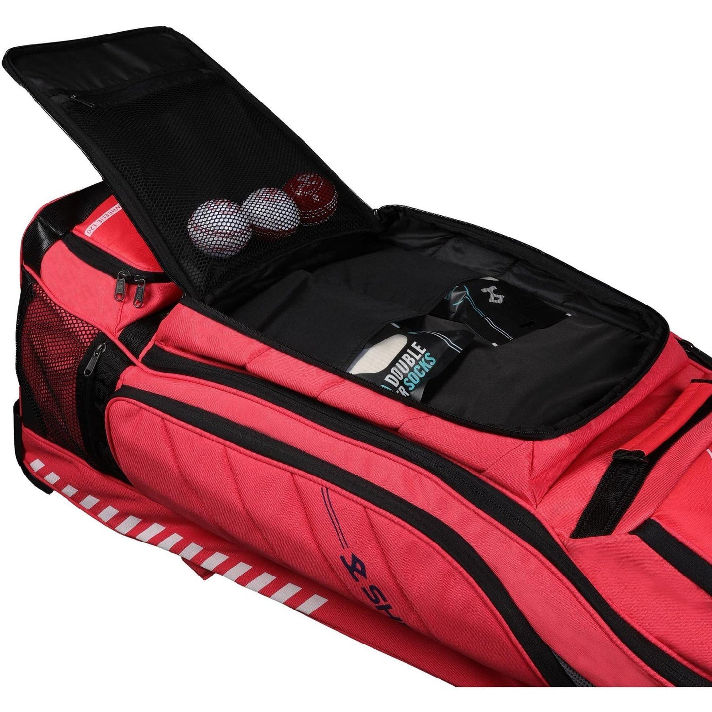 Red - Pack Shot - Shrey Cricket Wheelie Duffle Bag