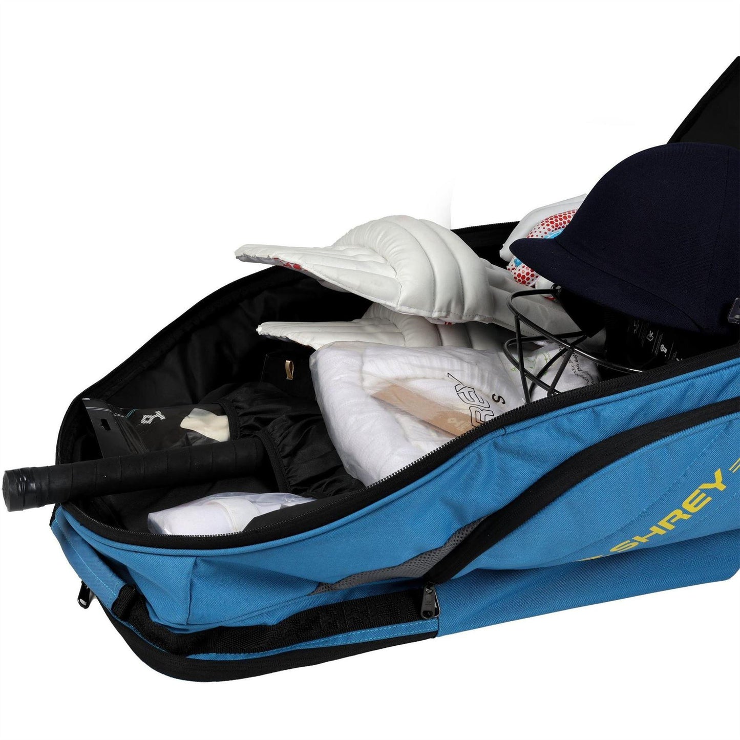 Brittany Blue - Pack Shot - Shrey Cricket Wheelie Duffle Bag