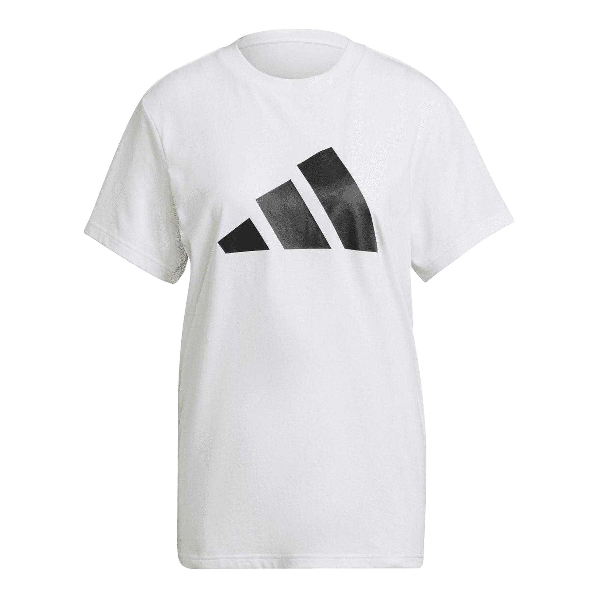 White - Front - Adidas Womens-Ladies Icons Logo T-Shirt