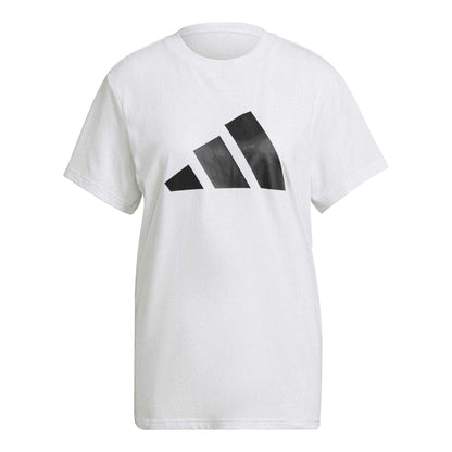 White - Front - Adidas Womens-Ladies Icons Logo T-Shirt