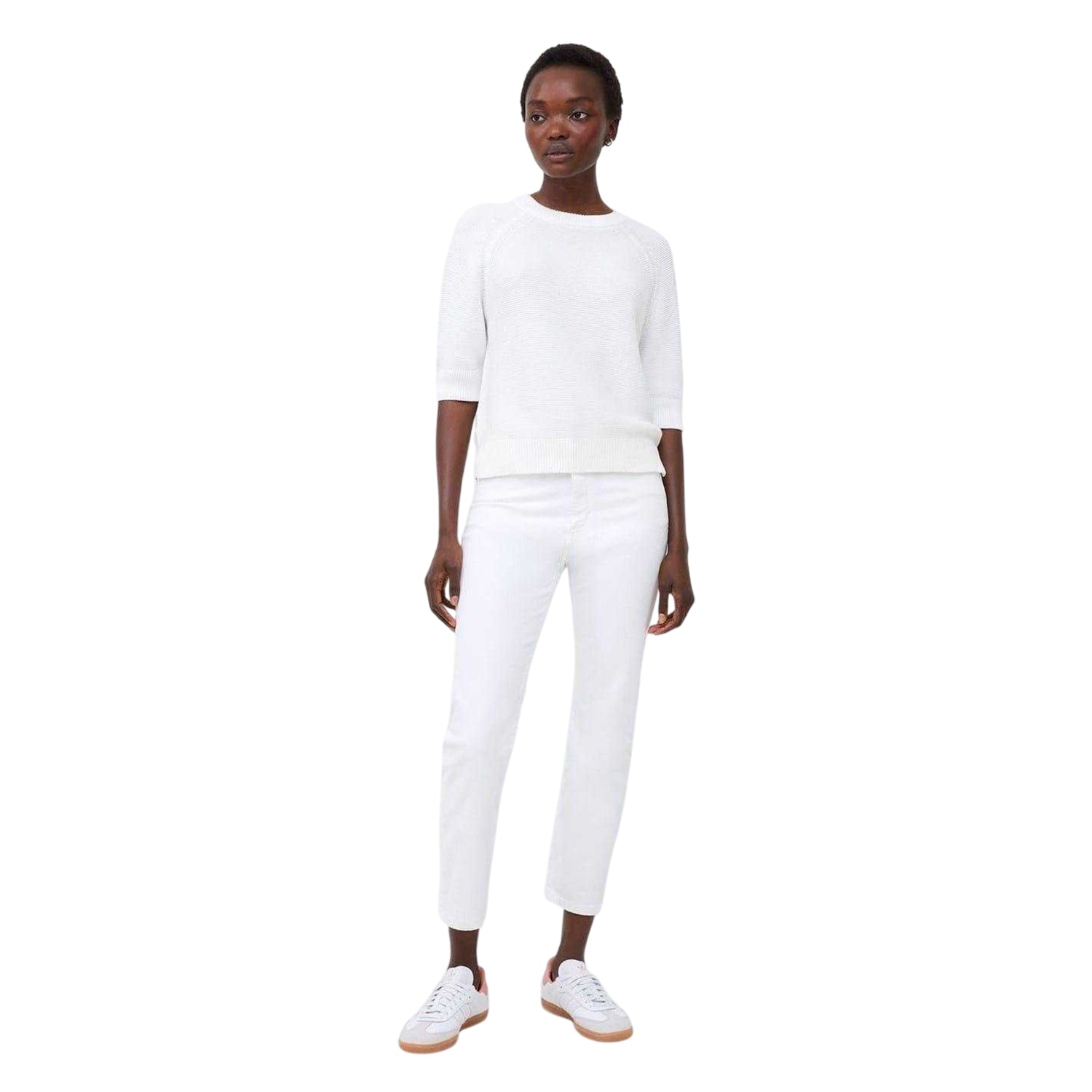 White - Side - French Connection Womens-Ladies Relaxed Fit 3-4 Sleeve Sweater Top
