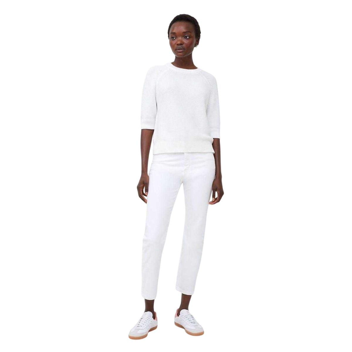 White - Side - French Connection Womens-Ladies Relaxed Fit 3-4 Sleeve Sweater Top
