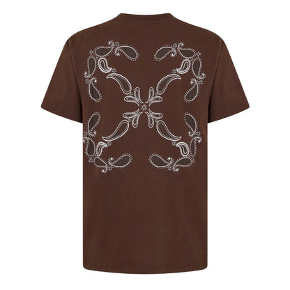 Chocolate-White - Back - Off White Unisex Adult Bandana Print Regular T-Shirt