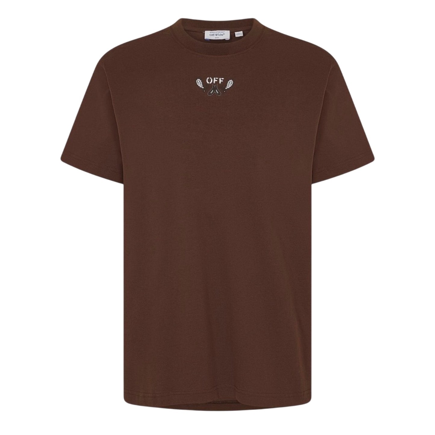 Chocolate-White - Front - Off White Unisex Adult Bandana Print Regular T-Shirt