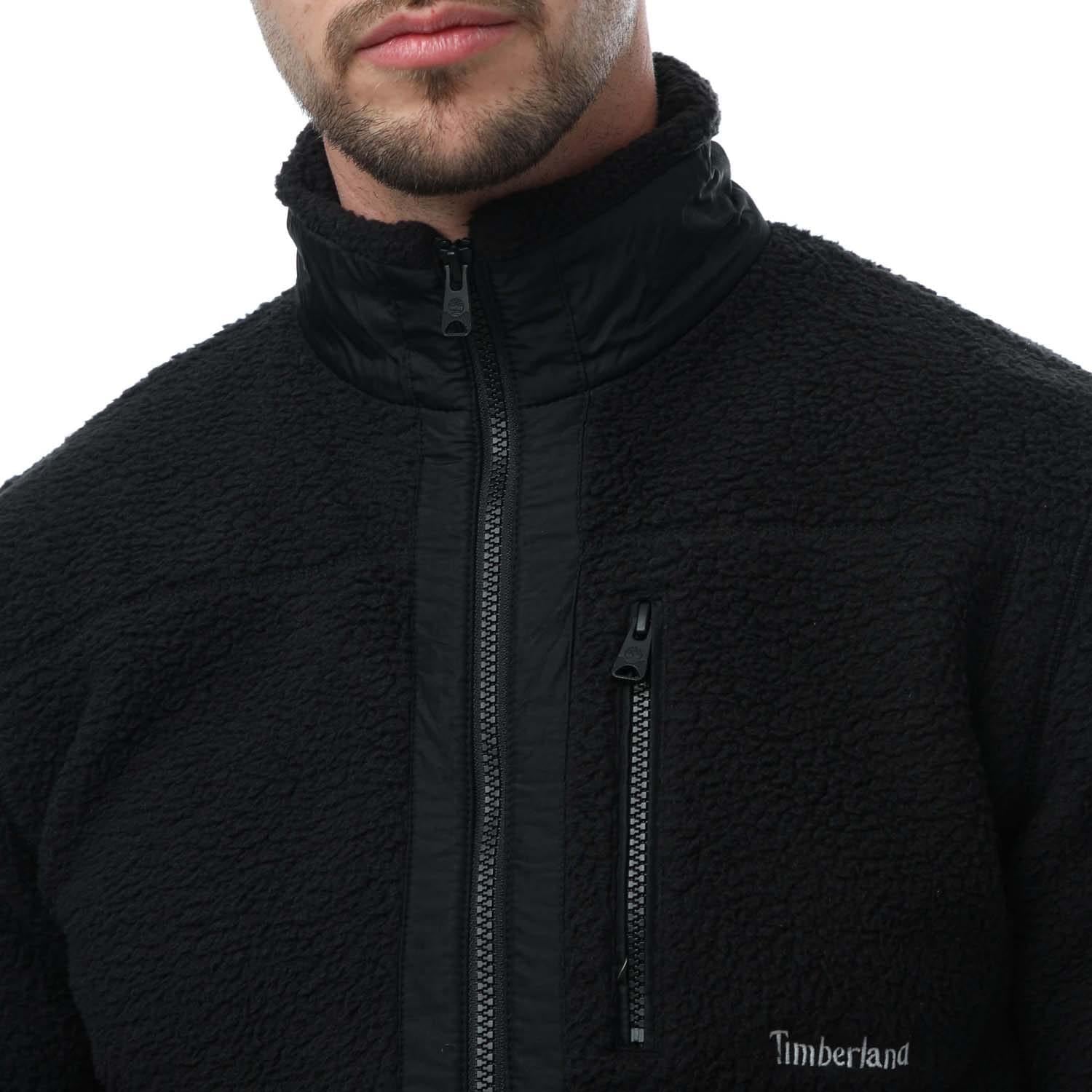 Black - Lifestyle - Timberland Mens Mix Media Sherpa Fleece Jacket