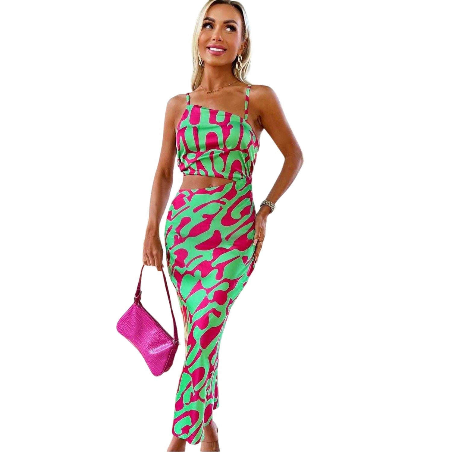 Multicoloured - Side - AX Paris Womens-Ladies Abstract Polyester Asymmetric Cut Out Midi Dress