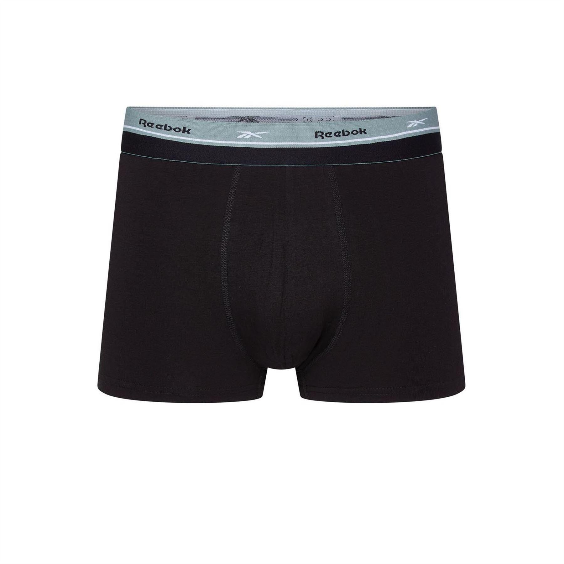 Black - Back - Reebok Mens Cotton Blend Boxer Shorts (Pack of 3)
