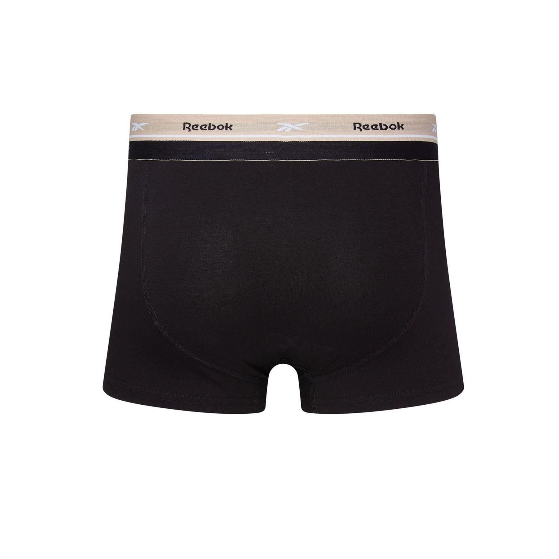 Black - Pack Shot - Reebok Mens Cotton Blend Boxer Shorts (Pack of 3)
