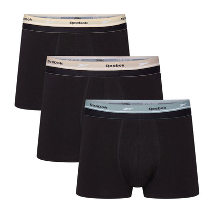 Black - Front - Reebok Mens Cotton Blend Boxer Shorts (Pack of 3)