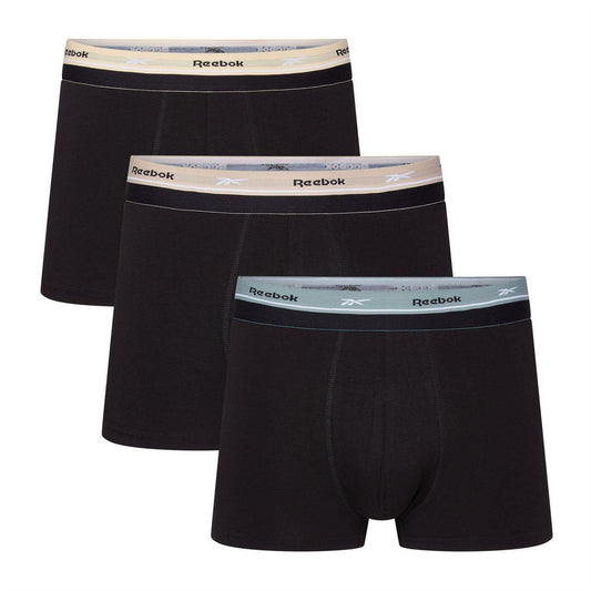 Black - Front - Reebok Mens Cotton Blend Boxer Shorts (Pack of 3)