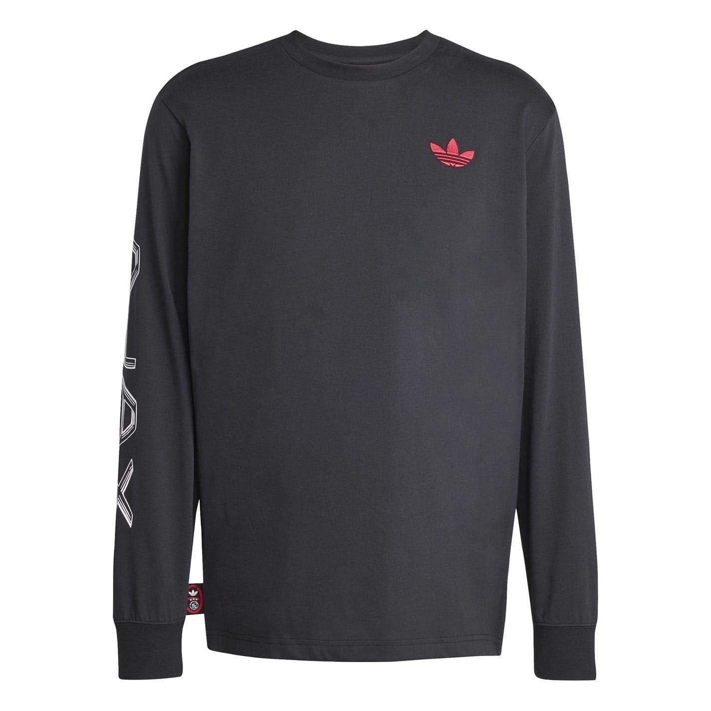 Black - Front - Adidas Mens Ajax Amsterdam Long-Sleeved T-Shirt