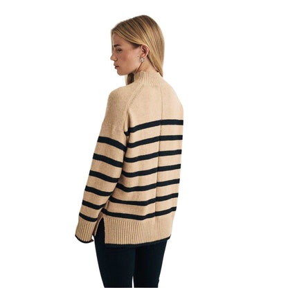 Beige-Black - Back - Nobody´s Child Womens-Ladies Striped Jumper