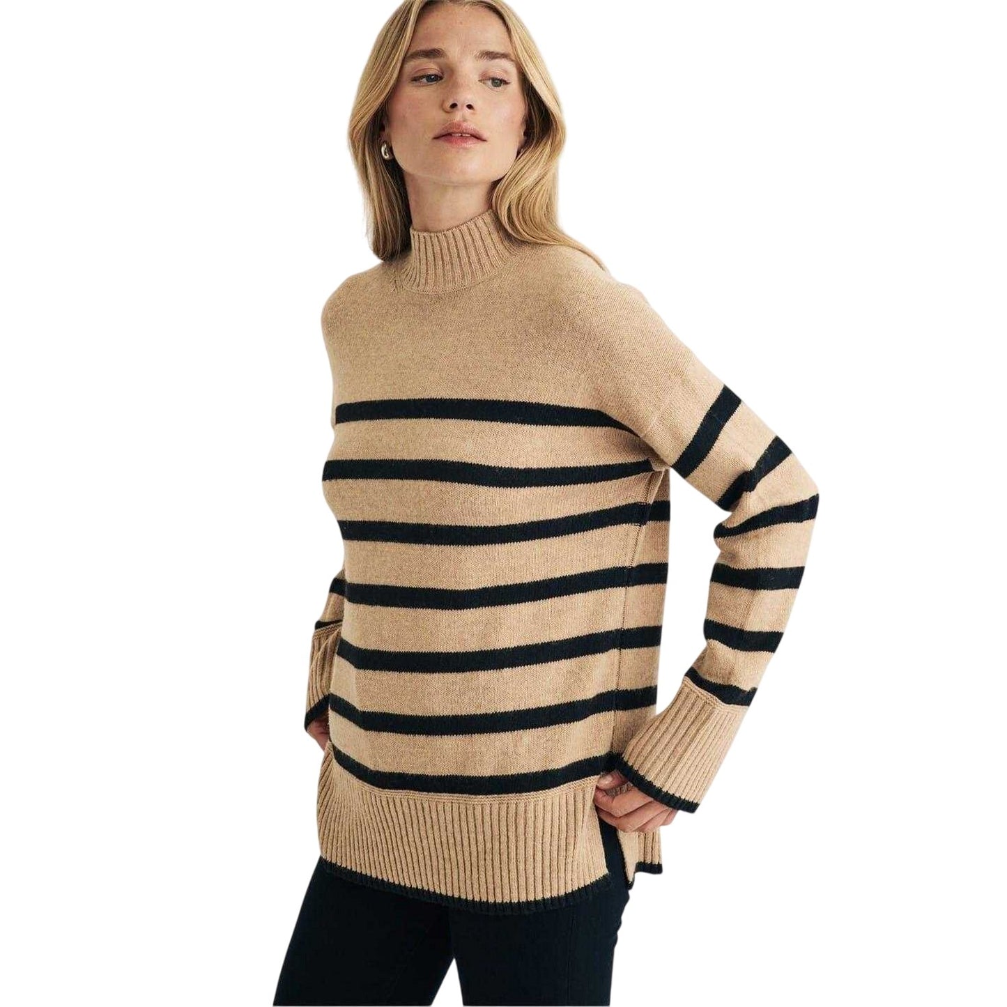 Beige-Black - Lifestyle - Nobody´s Child Womens-Ladies Striped Jumper