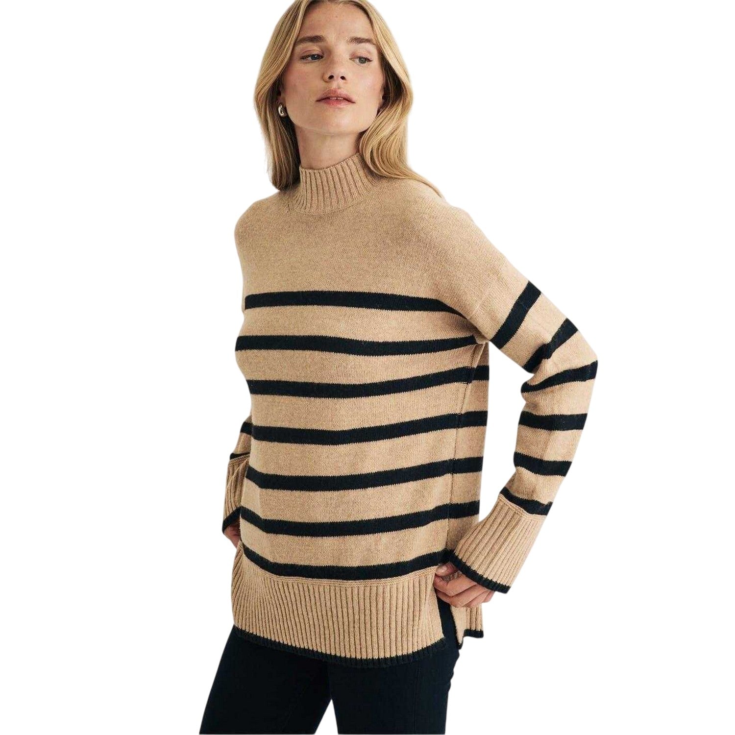 Beige-Black - Lifestyle - Nobody´s Child Womens-Ladies Striped Jumper