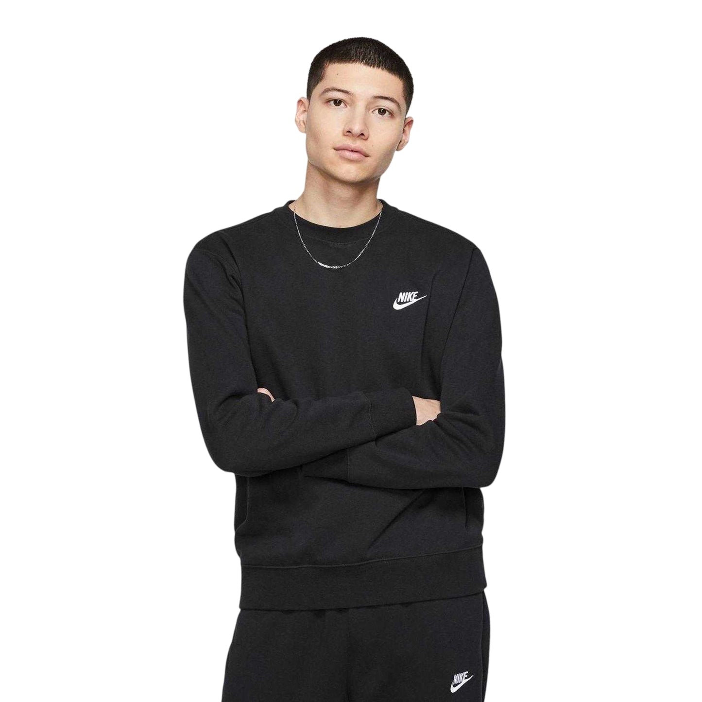 Black-White - Side - Nike Mens Sportswear Club Fleece Sweatshirt