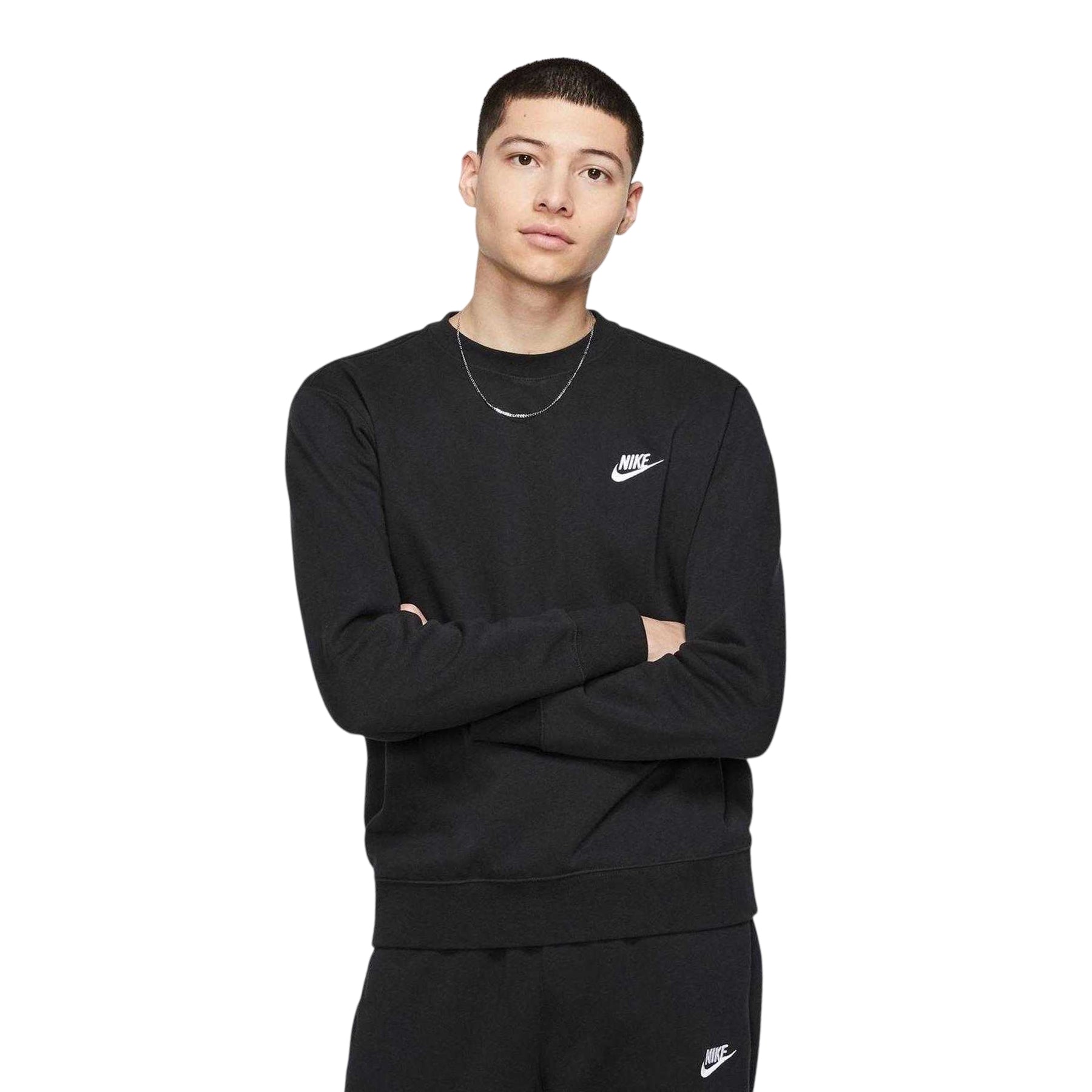 Black-White - Side - Nike Mens Sportswear Club Fleece Sweatshirt