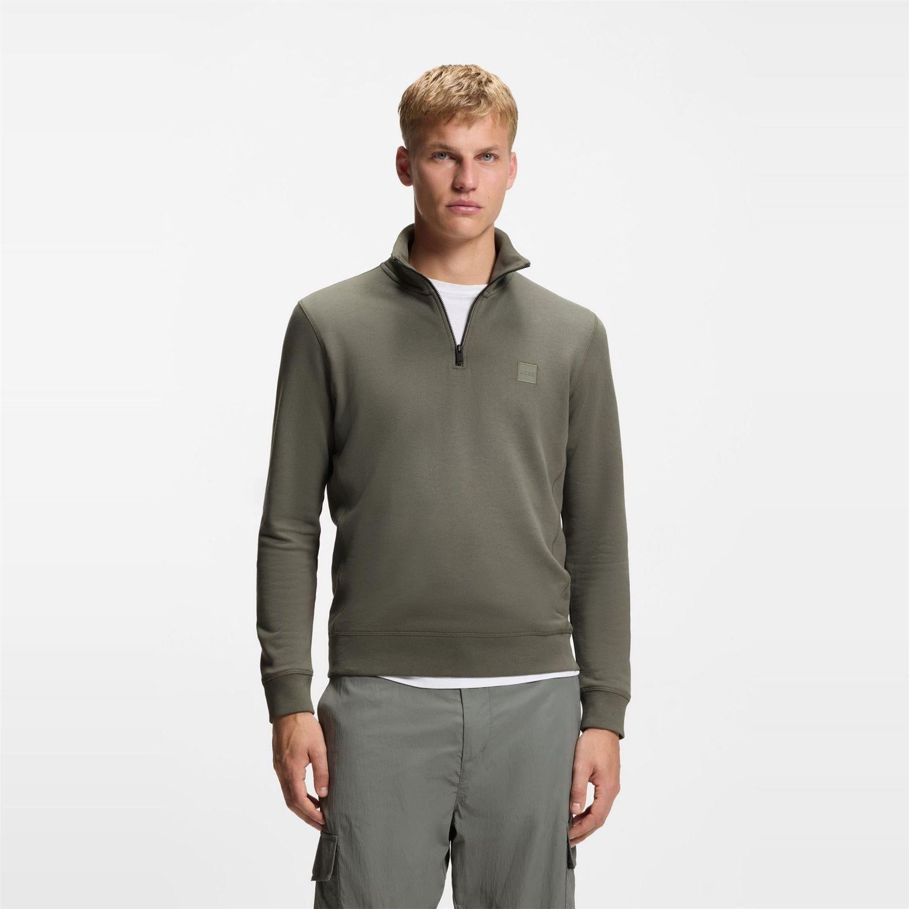 Grey - Back - Boss Mens Zetrust Fleece Sweatshirt