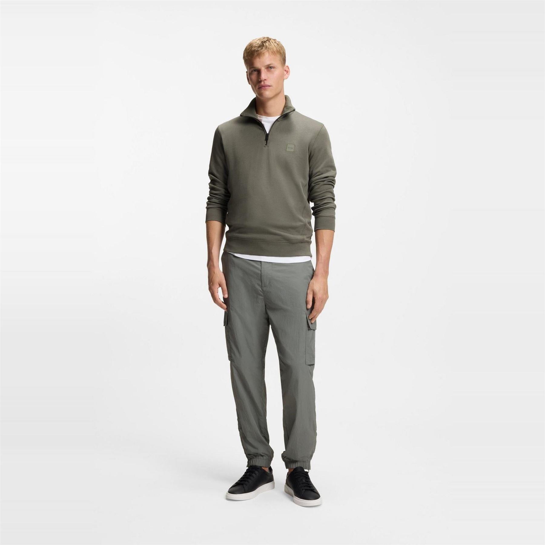 Grey - Pack Shot - Boss Mens Zetrust Fleece Sweatshirt