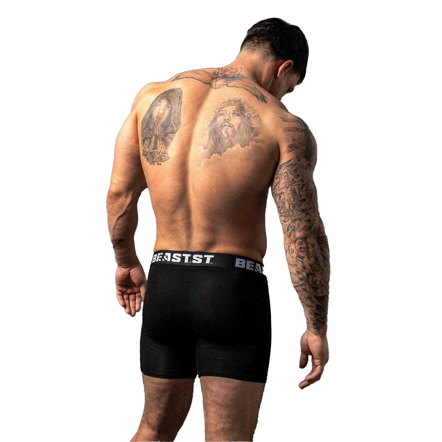 Black - Back - BEAST Mens Anti-Chafe Boxer Shorts
