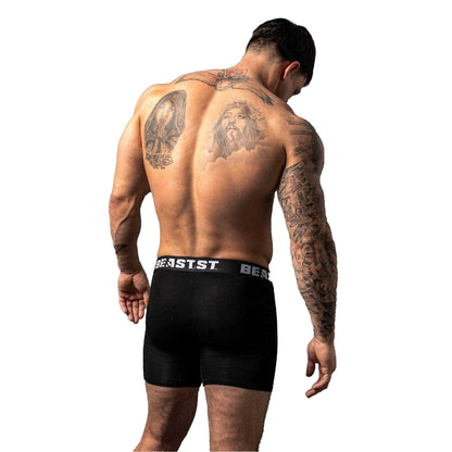 Black - Back - BEAST Mens Anti-Chafe Boxer Shorts