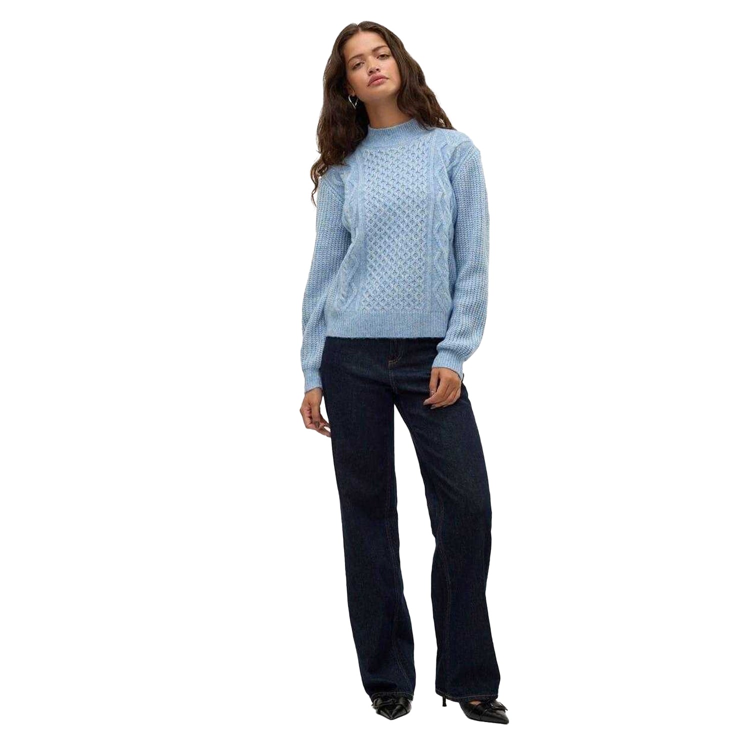 Allure - Pack Shot - Vero Moda Womens-Ladies Universe Knitted Mock Neck Regular Jumper