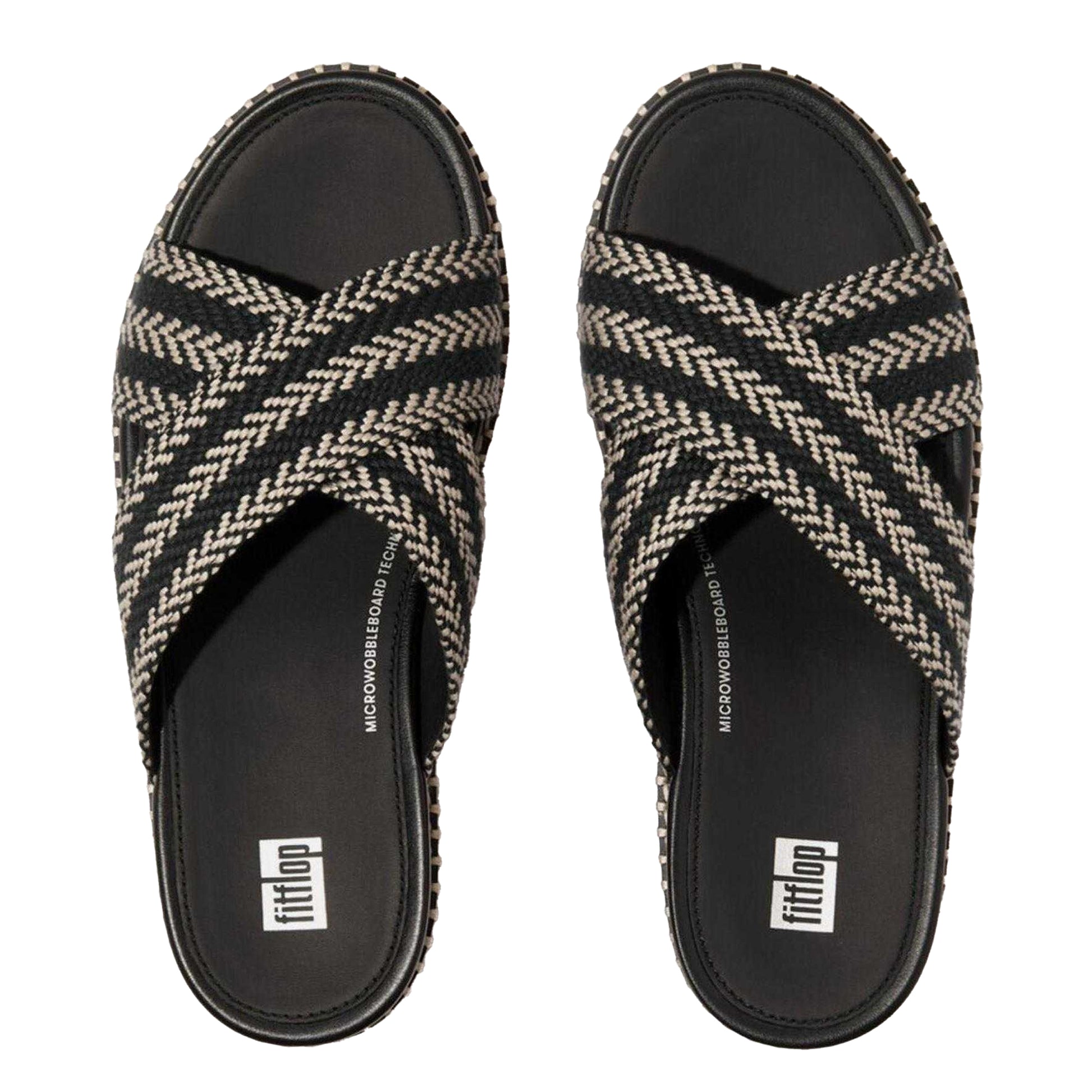 Black - Back - FitFlop Womens-Ladies Eloise Leather Wedge Sliders