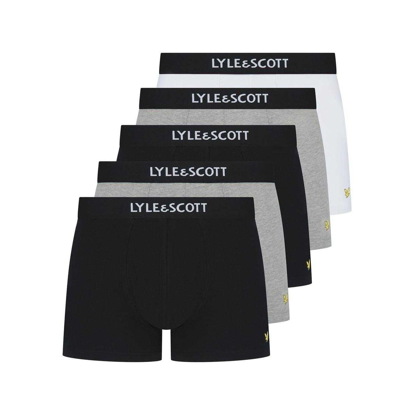 Black-White - Side - Lyle & Scott Mens Henrick Cotton Blend Boxer Shorts (Pack of 5)