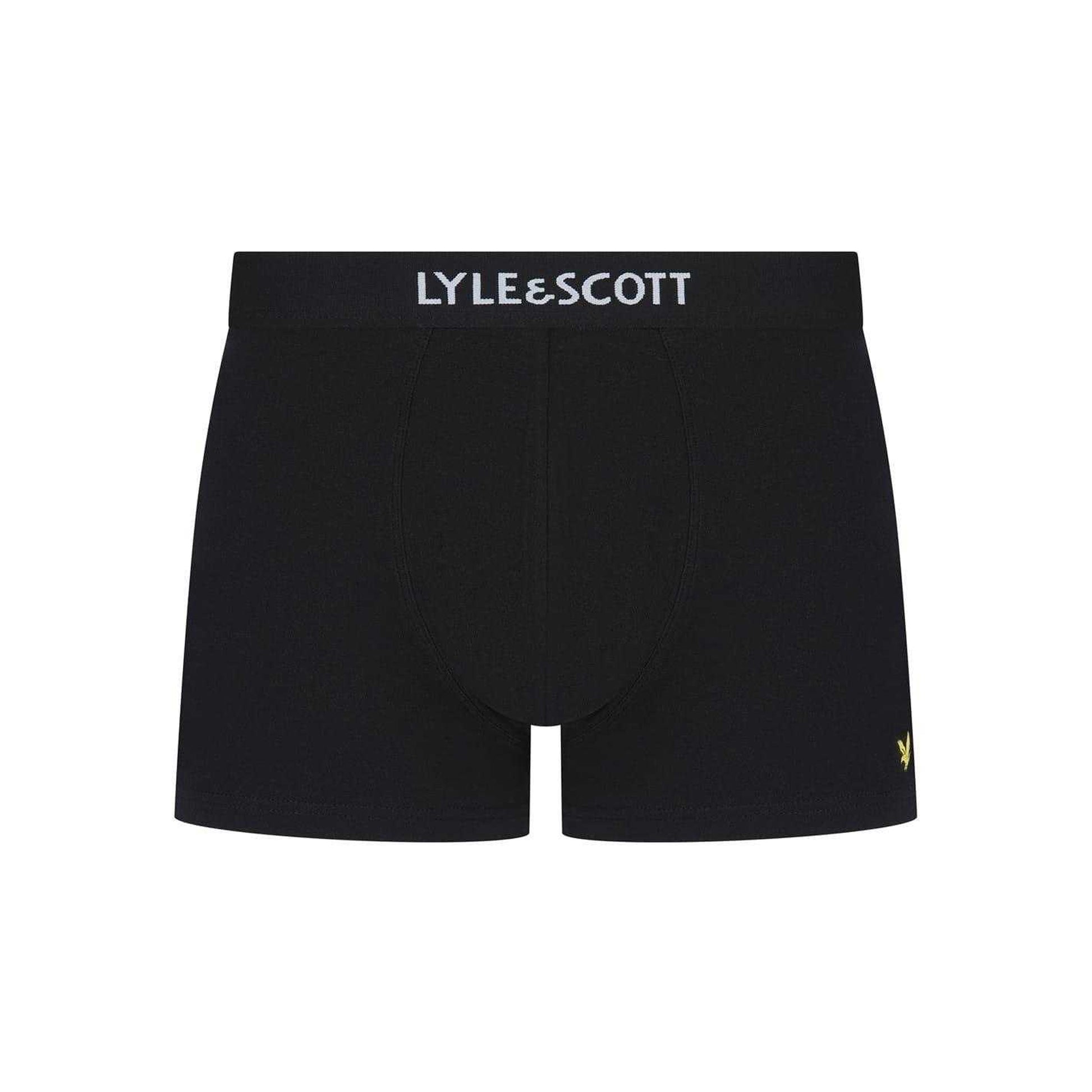 Black-White - Close up - Lyle & Scott Mens Henrick Cotton Blend Boxer Shorts (Pack of 5)