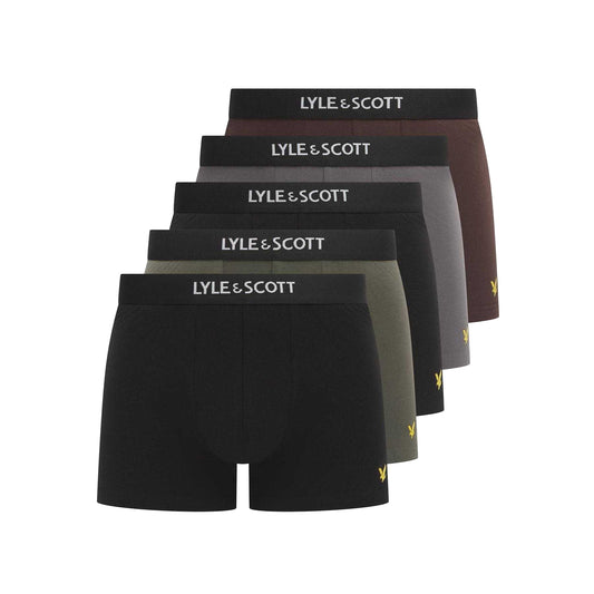 Multicoloured - Front - Lyle & Scott Mens Henrick Cotton Blend Boxer Shorts (Pack of 5)