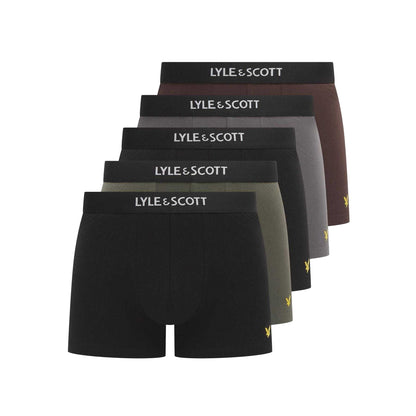 Multicoloured - Front - Lyle & Scott Mens Henrick Cotton Blend Boxer Shorts (Pack of 5)