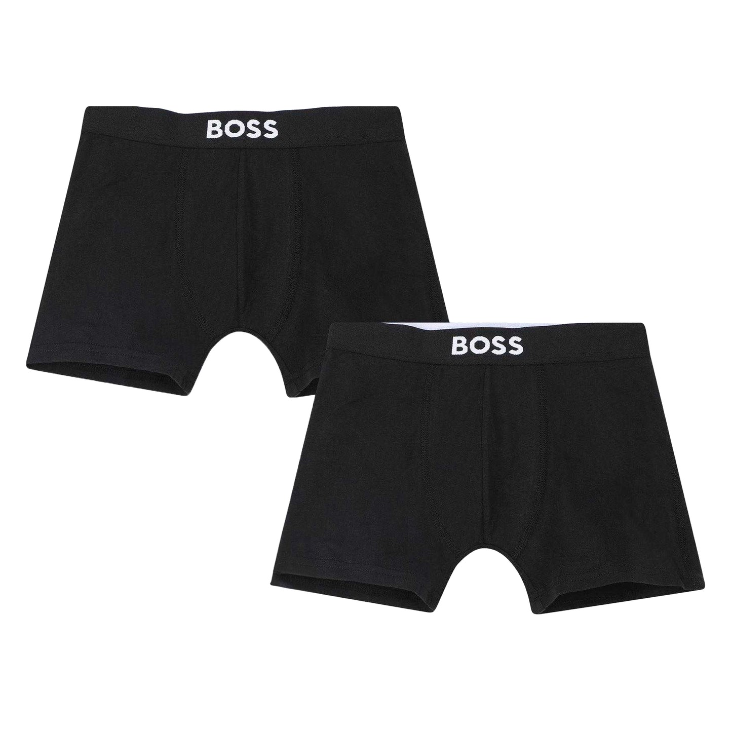 Black - Front - Boss Childrens-Kids Cotton Blend Boxer Shorts (Pack of 2)
