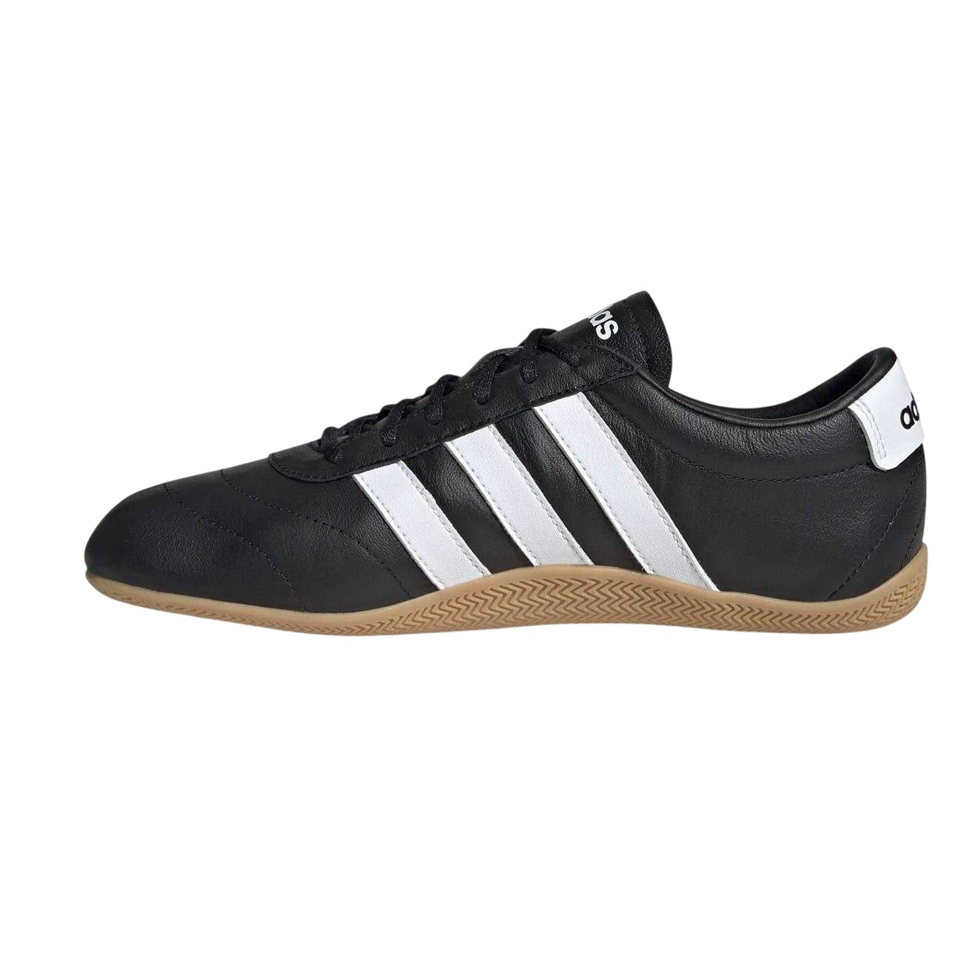 Black-White-Gum - Side - Adidas Womens-Ladies Grand Court Lo Leather Court Shoes