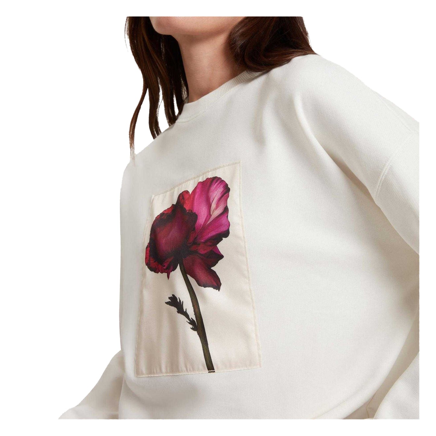Ivory - Side - Ted Baker Womens-Ladies Floral Appliqué Patch Jumper