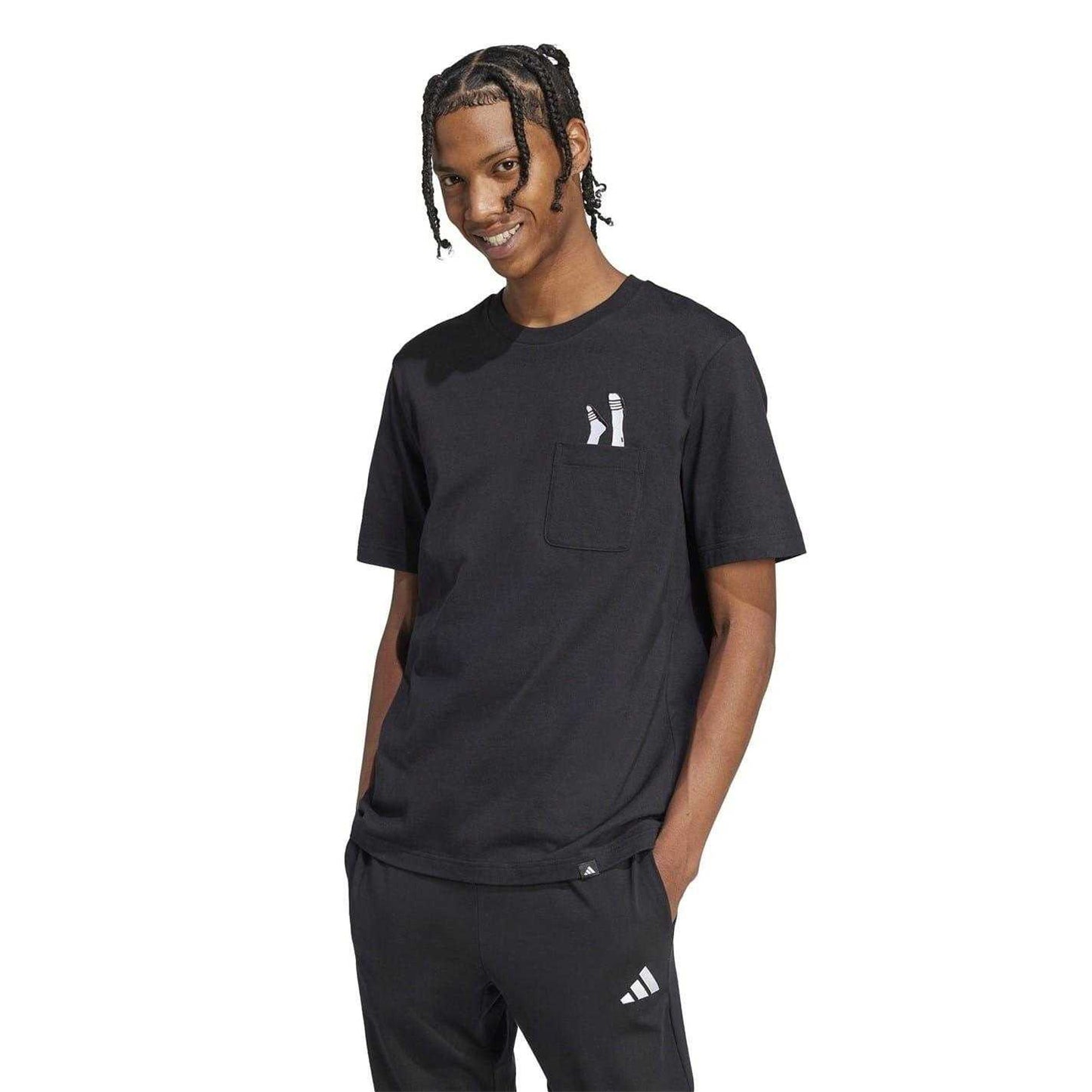 Black - Side - Adidas Mens Slider Pocket Lounge T-Shirt