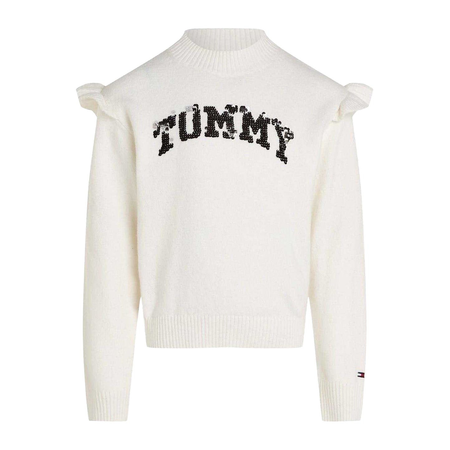 Ivory - Front - Tommy Hilfiger Girls Logo Knitted Jumper