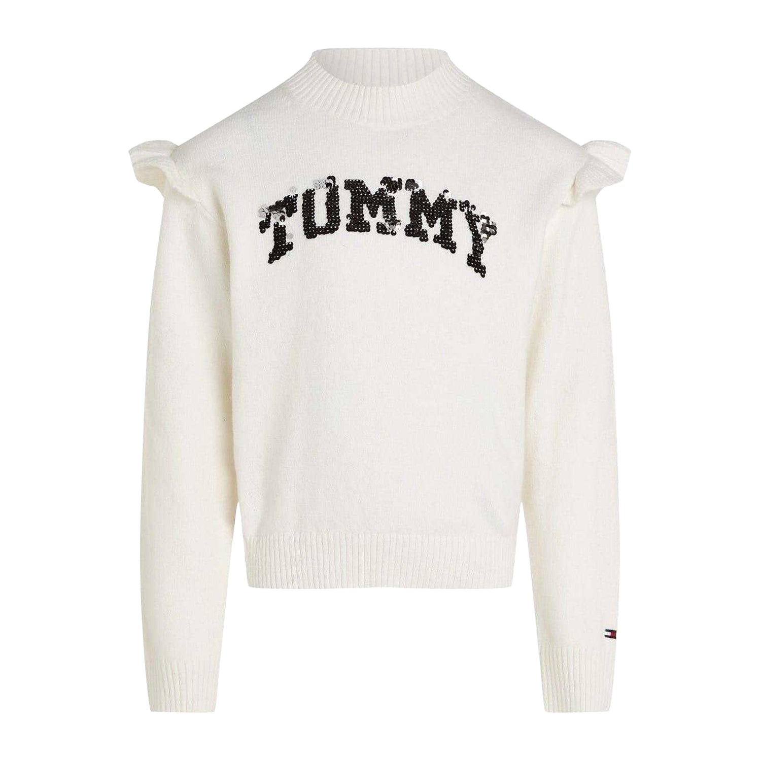 Ivory - Front - Tommy Hilfiger Girls Logo Knitted Jumper
