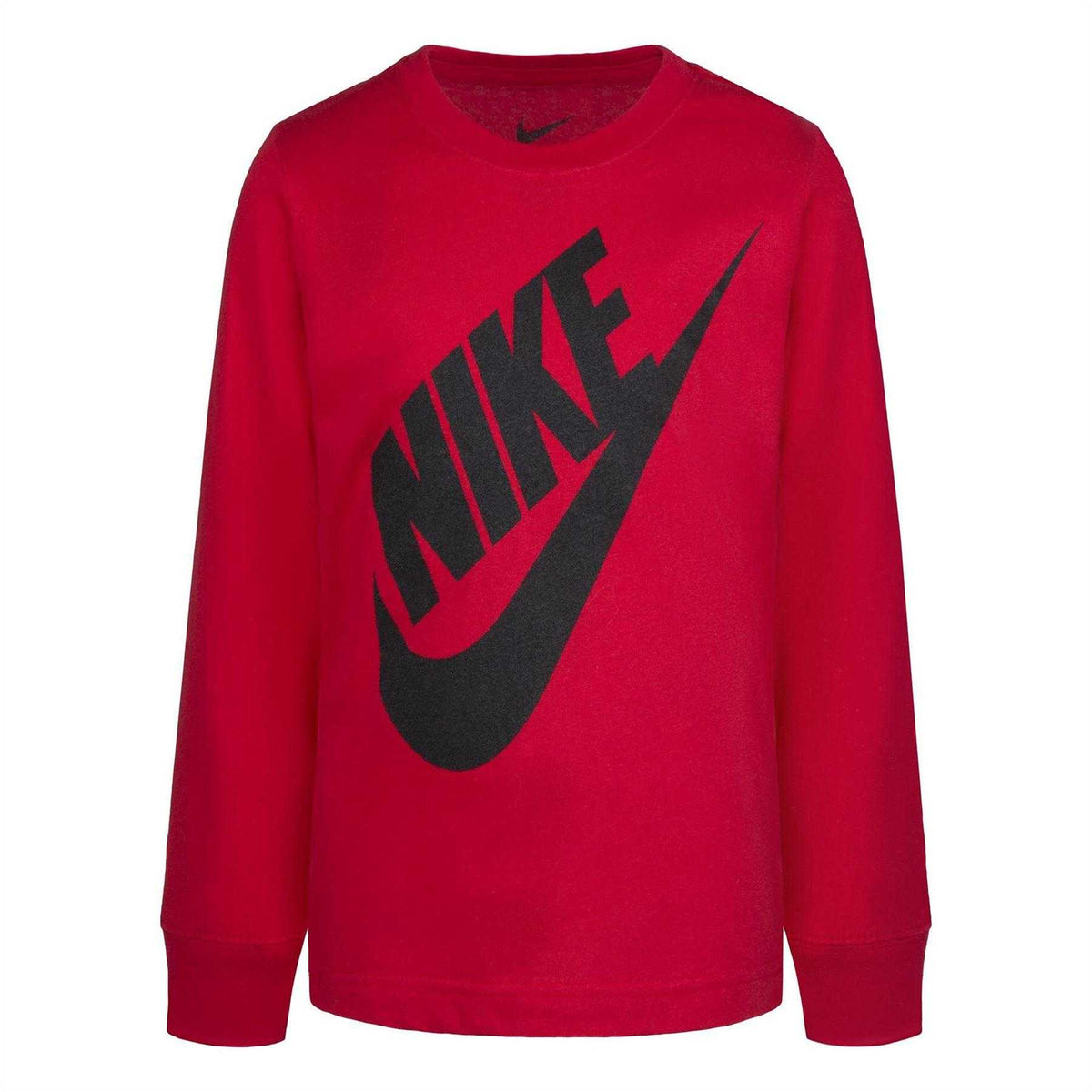 University Red - Front - Nike Childrens-Kids Futura Oversized Logo Long-Sleeved T-Shirt