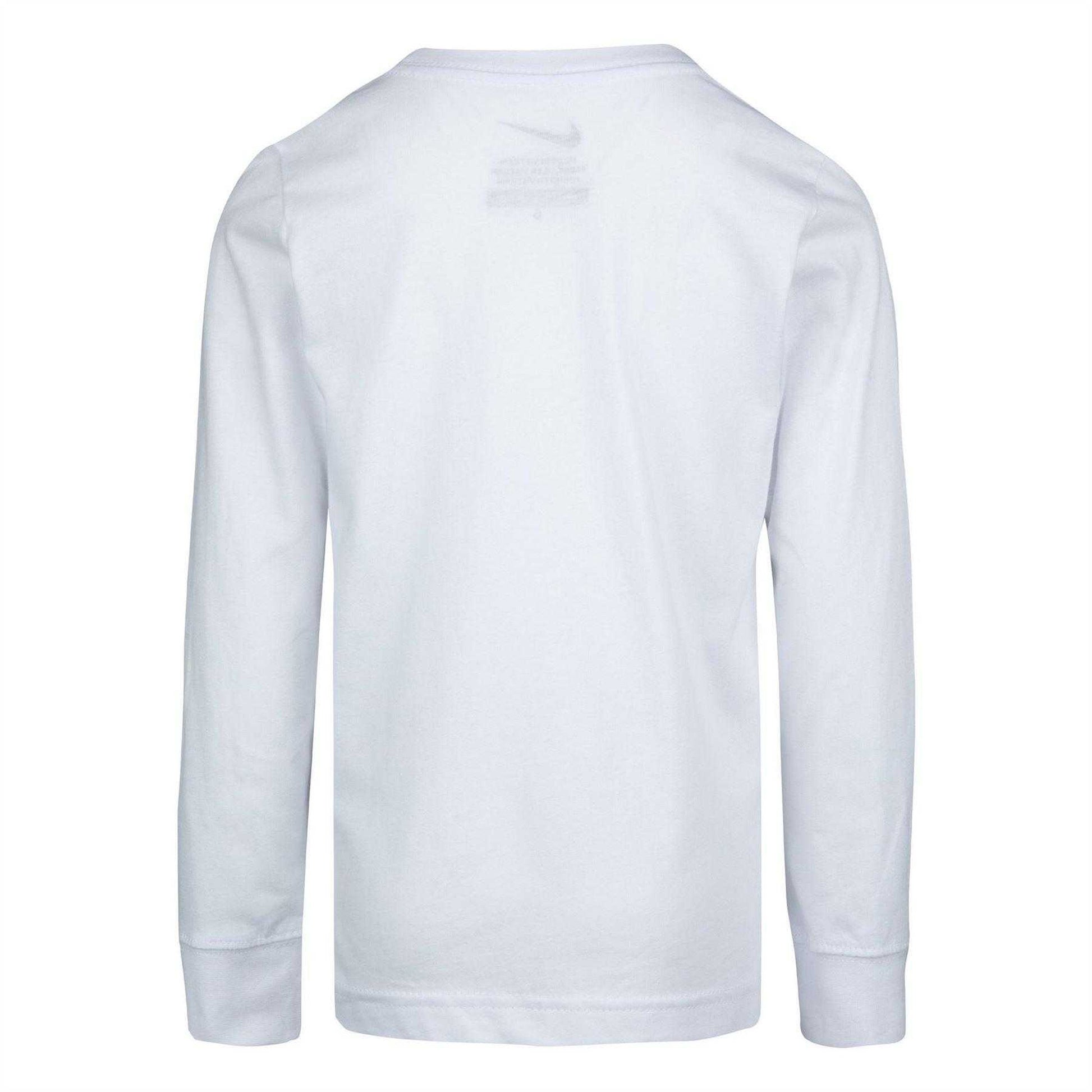 White - Back - Nike Childrens-Kids Futura Oversized Logo Long-Sleeved T-Shirt
