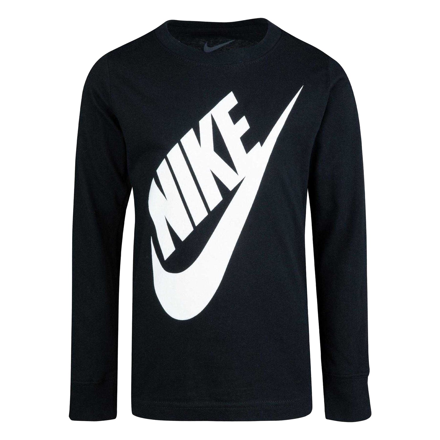 Black - Front - Nike Childrens-Kids Futura Oversized Logo Long-Sleeved T-Shirt