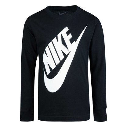 Black - Front - Nike Childrens-Kids Futura Oversized Logo Long-Sleeved T-Shirt