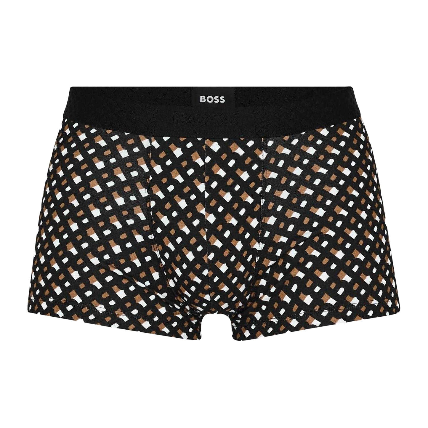 Multicoloured - Front - Boss Mens Monogram Elasticated Boxer Shorts (Pack of 3)