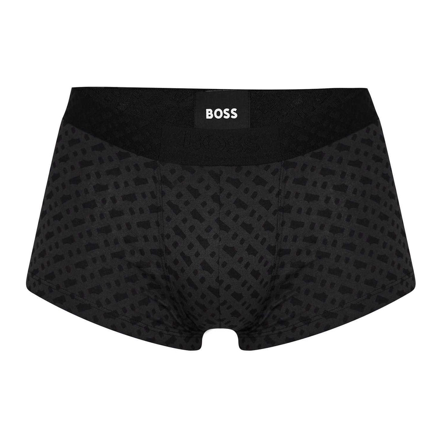 Black - Front - Boss Mens Monogram Elasticated Boxer Shorts (Pack of 3)
