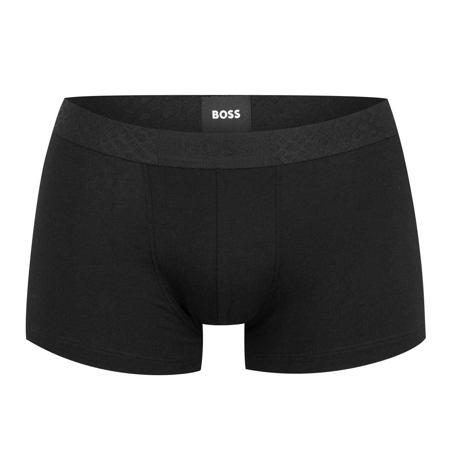 Black-White-Grey - Back - Boss Mens Monogram Cotton Blend Snug Fit Boxer Shorts (Pack of 3)