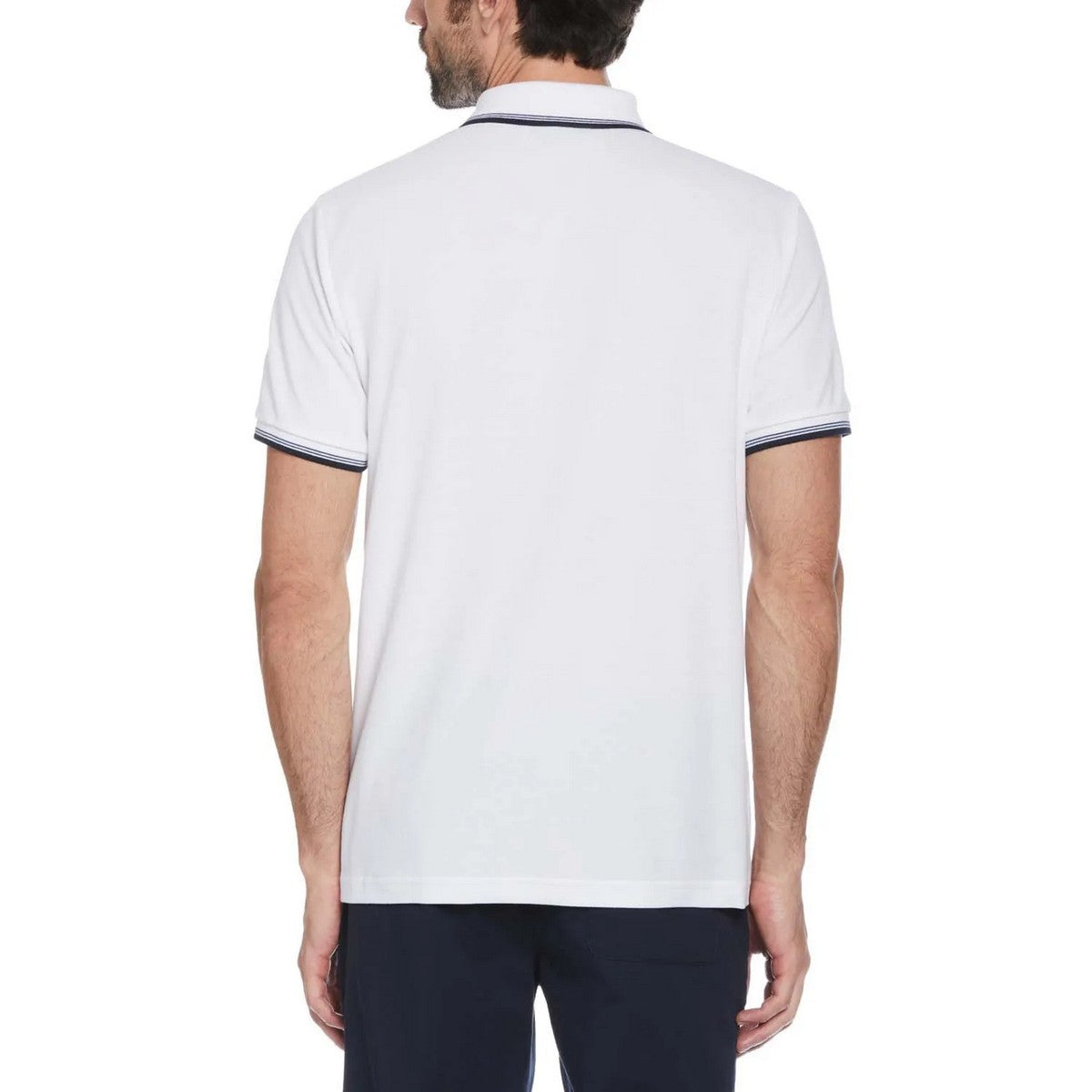 White - Back - Original Penguin Mens Piqué Tipped Polo Shirt