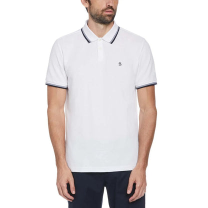 White - Front - Original Penguin Mens Piqué Tipped Polo Shirt